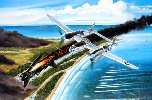 "Lightning Over Mindoro"-Marc Stewart-P-38 Lightning Ace Joel B. Paris Art